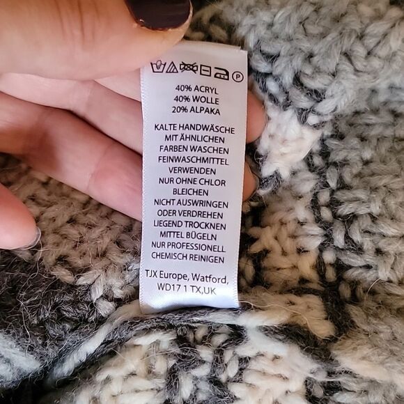 Cynthia Rowley Chunky fair isle knit wool alpaca blend‎ thick hooded duster sz M - Picture 5 of 10